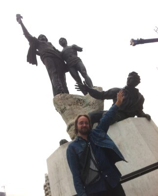 The author, Joe Hendren, stands in Martyr's Square, Beruit