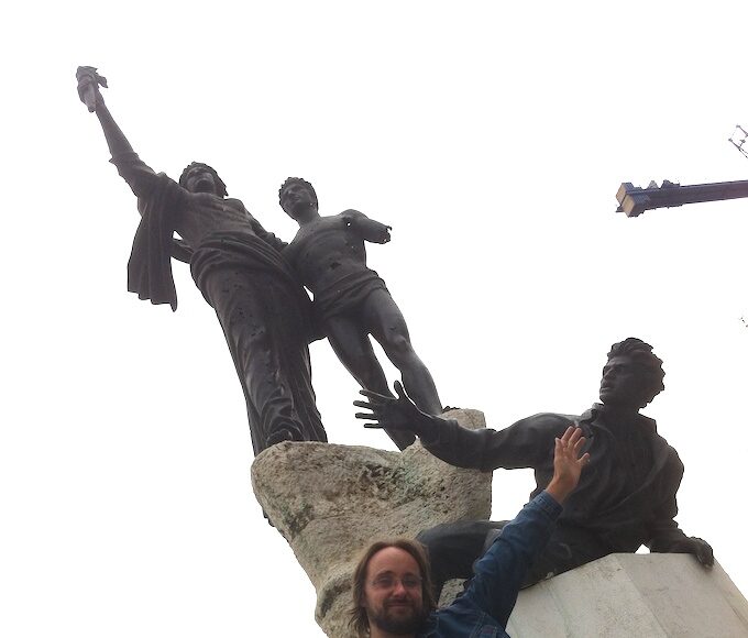 The author, Joe Hendren, stands in Martyr's Square, Beruit