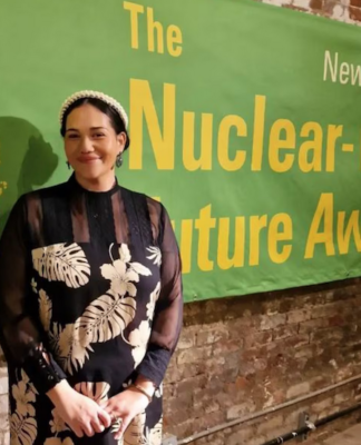 Hinamoeura Morgant-Cross received the Nuclear-free Future Award in New York on 28 November 2023