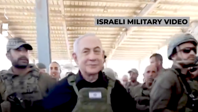 Israeli Prime Minister Benjamin Netanyahu in military gear