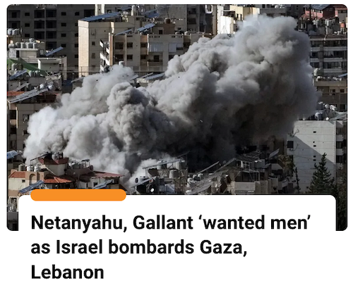 Netanyahu "wanted" - Al Jazeera coverage headline today