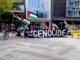 "Drop the genocide" banner at today's protests against Israel's war on Gaza in Christchurch Ōtautahi