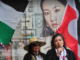 A tangata whenua kōrero at Saturday's Palestine solidarity rally in Auckland Tamaki Makaurau
