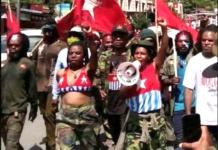 A West Papuan protest against the Indonesian "new neocolonial" transmigration plan