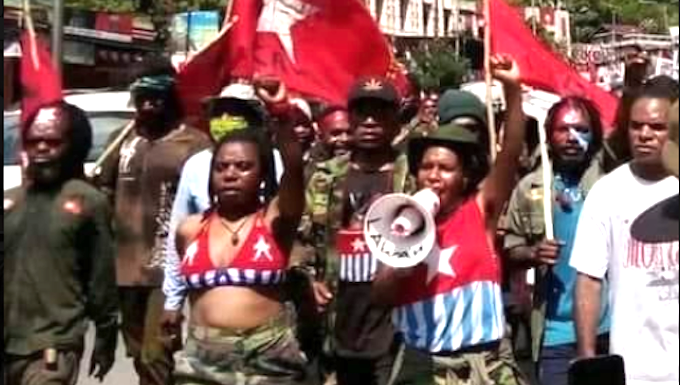 A West Papuan protest against the Indonesian "new neocolonial" transmigration plan