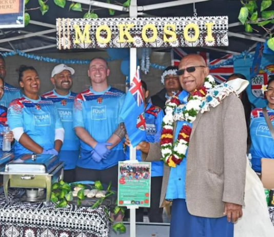 Fiji Prime Minister Sitiveni Rabuka in Auckland with the Fijian community for Fiji Day festivities