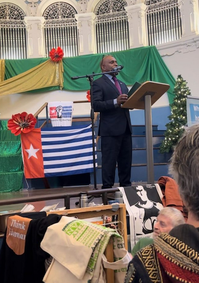 ULMWP's Benny Wenda speaking on West Papua while opening the Oxford Green Fair 