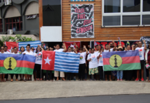 Fiji protesters supporting decolonisation of West Papua, Kanaky - and Palestine