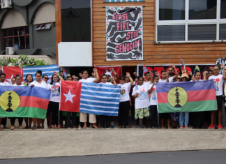 Fiji protesters supporting decolonisation of West Papua, Kanaky - and Palestine