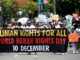 Fiji human rights protesters march through Suva City yesterday