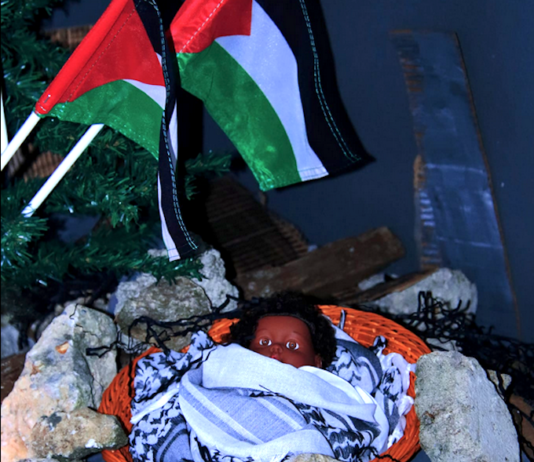 The recreated Christian nativity scene in Suva