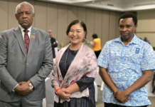 Fiji's Minister for Home Affairs Pio Tikoduadua and others