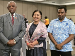 Fiji's Minister for Home Affairs Pio Tikoduadua and others