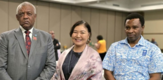 Fiji's Minister for Home Affairs Pio Tikoduadua and others