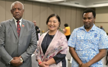 Fiji's Minister for Home Affairs Pio Tikoduadua and others