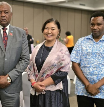 Fiji's Minister for Home Affairs Pio Tikoduadua and others