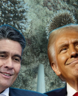 Palau's leader Surangel Whipps Jr (left) and US President-elect Donald Trump