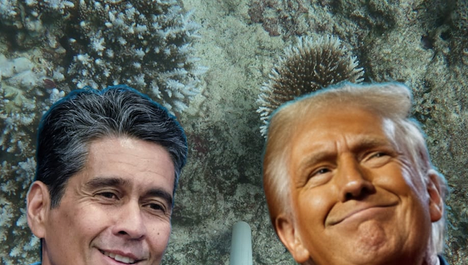 Palau's leader Surangel Whipps Jr (left) and US President-elect Donald Trump