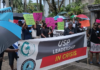 "USP leadership in crisis" banner at an earlier staff protest against the regional Pacific university's management