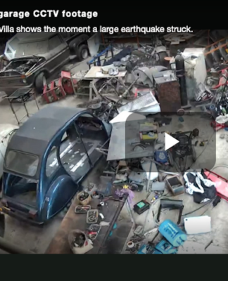Screenshot from Port Vila video showing the moment the 7.3 earthquake struck