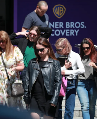 Staff leave the Newshub studio in central Auckland