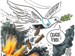 The "Ceasefire" as seen by cartoonist Latuff at Mondoweiss