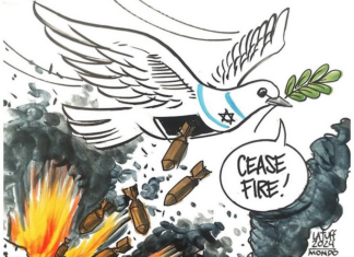 The "Ceasefire" as seen by cartoonist Latuff at Mondoweiss