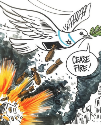 The "Ceasefire" as seen by cartoonist Latuff at Mondoweiss