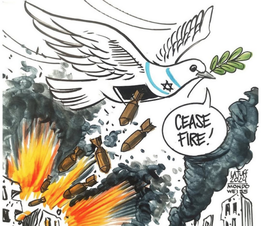 The "Ceasefire" as seen by cartoonist Latuff at Mondoweiss
