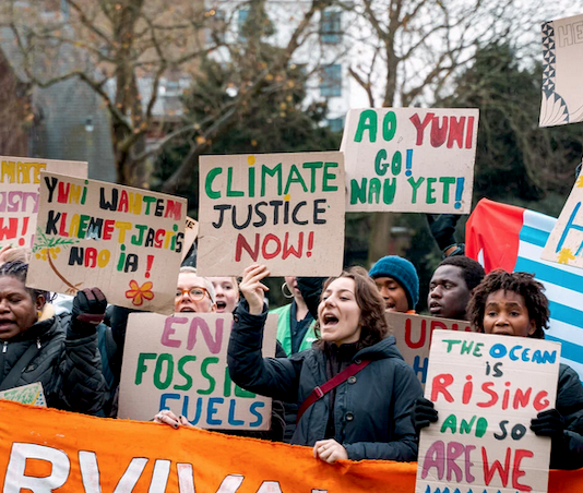 Pacific Islands climate justice protesters among those demonstrating at The Hague