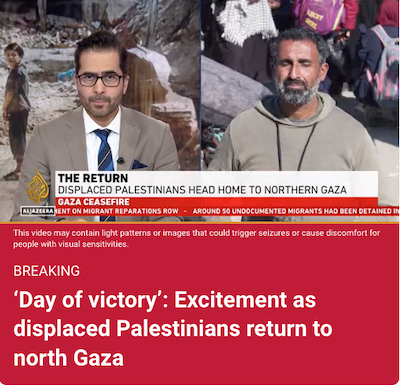 "Day of victory" . . . reports Al Jazeera 