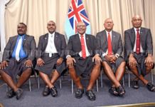 Fiji Prime Minister Sitiveni Rabuka with the newly appointed ministers