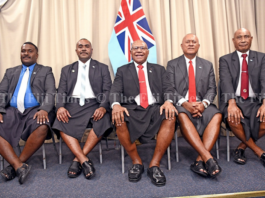 Fiji Prime Minister Sitiveni Rabuka with the newly appointed ministers