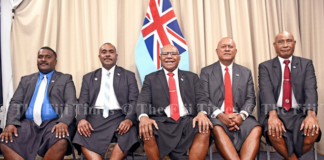 Fiji Prime Minister Sitiveni Rabuka with the newly appointed ministers