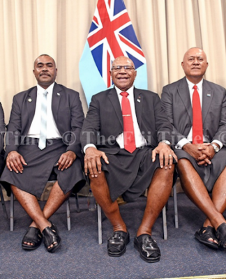Fiji Prime Minister Sitiveni Rabuka with the newly appointed ministers