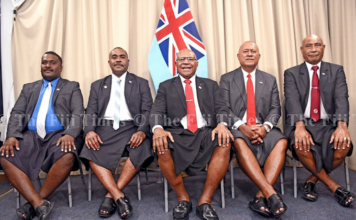 Fiji Prime Minister Sitiveni Rabuka with the newly appointed ministers