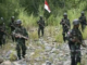 Indonesian military forces on patrol in the Oksop regency