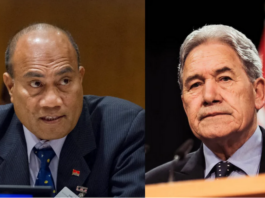 Kiribati President Taneti Maamau (left) and NZ Foreign Minister Winston Peters