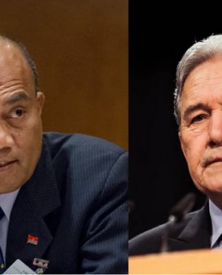 Kiribati President Taneti Maamau (left) and NZ Foreign Minister Winston Peters