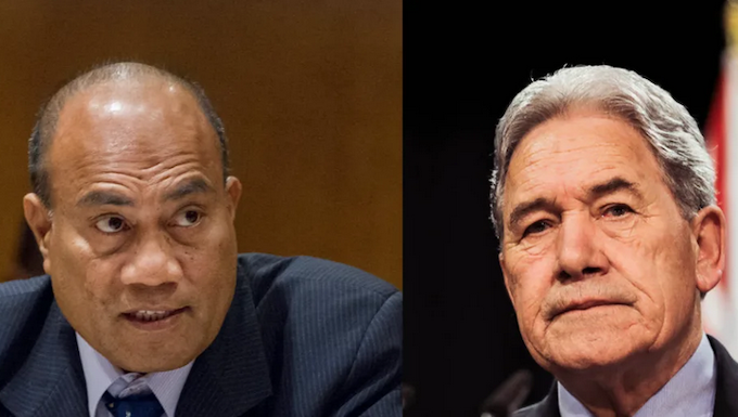 Kiribati President Taneti Maamau (left) and NZ Foreign Minister Winston Peters