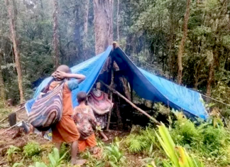 Displaced Oksop villagers in West Papua