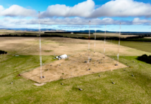 An aerial shot of the new 2024 RNZ Pacific transmitter