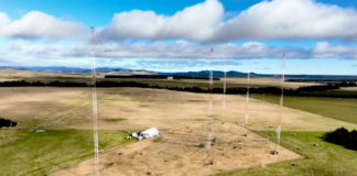 An aerial shot of the new 2024 RNZ Pacific transmitter