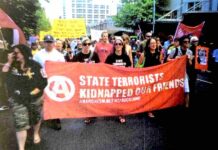 A protest over a controversial and widely condemned series of heavily armed nationwide Te Urewera raids