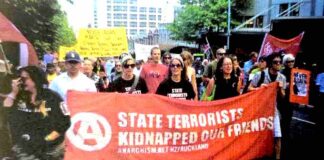 A protest over a controversial and widely condemned series of heavily armed nationwide Te Urewera raids