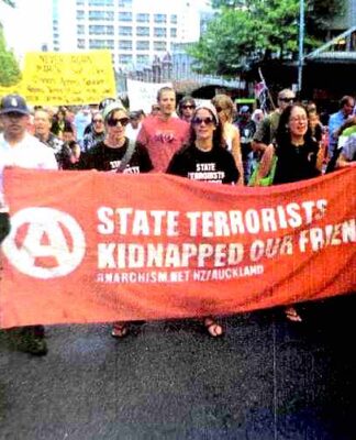 A protest over a controversial and widely condemned series of heavily armed nationwide Te Urewera raids