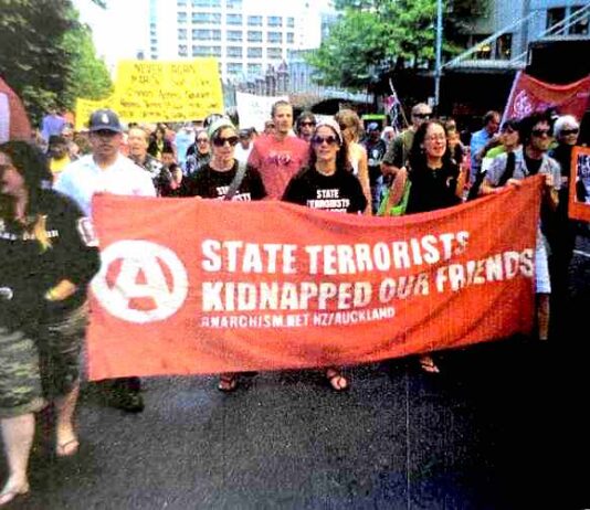 A protest over a controversial and widely condemned series of heavily armed nationwide Te Urewera raids