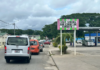 A local business sign in Port Vila reads “Stay strong and carry on Vanuatu”