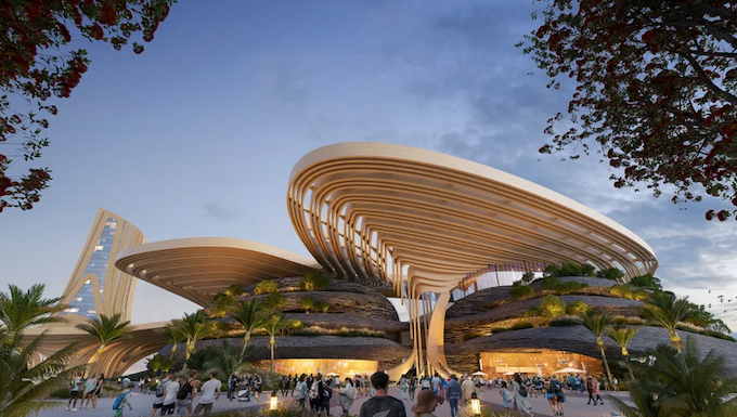 An artist's impression of Quay Park stadium - Te Tōangaroa