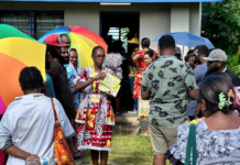 The Owen Hall polling station in Port Vila, Vanuatu, as the snap election got under way today